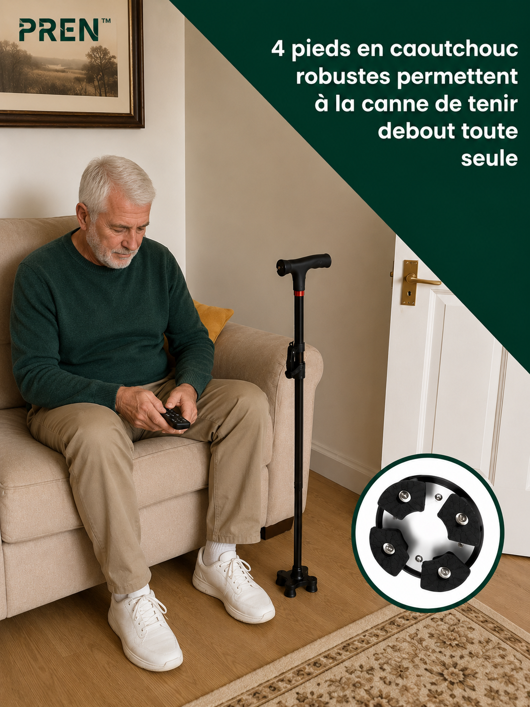 La canne qui vous aide à vous relever