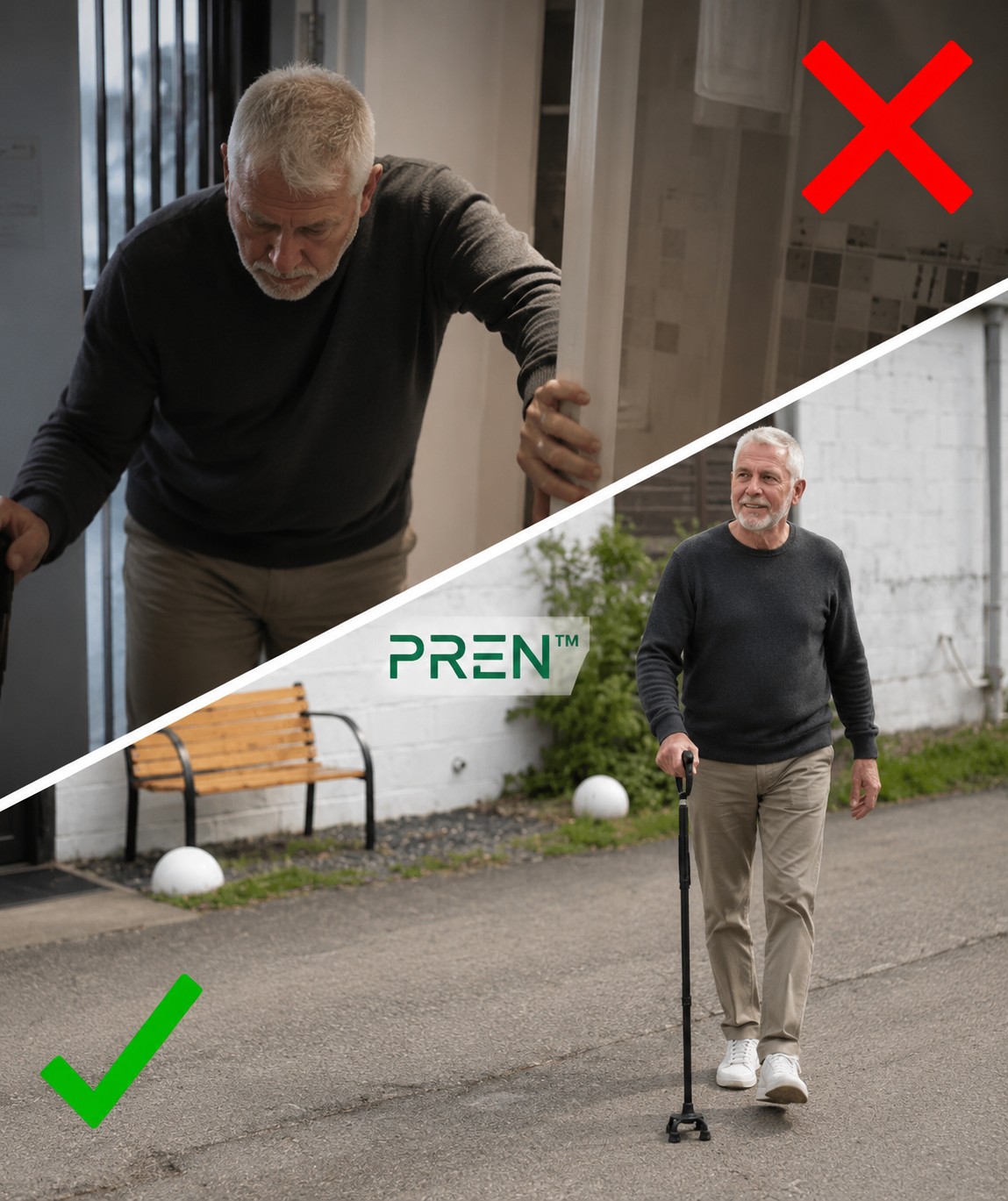 La canne qui vous aide à vous relever